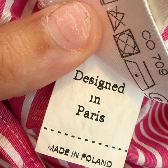 Weill Paris Pink & White Stripe Cotton Tie Front Top Size 4 Made in Poland - Picture 6 of 6